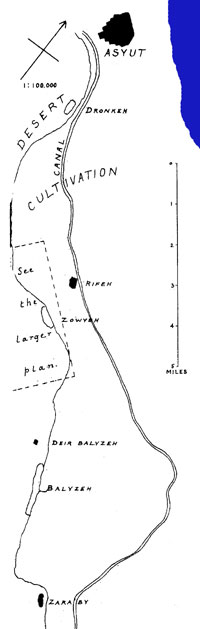 Map of the area from Asyut southward, including Der Rifeh