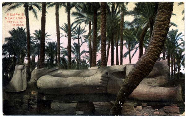 postcard of statue of Rmaeses II